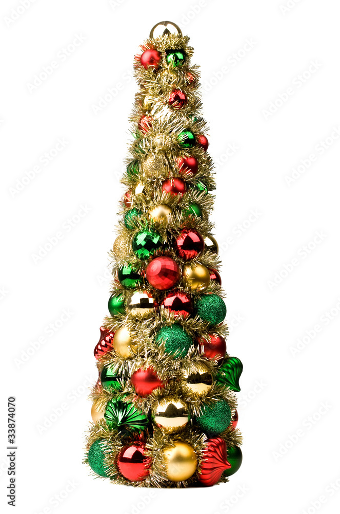 Decorated Christmas tree isolated on white Decorated Christmas tree isolated on white