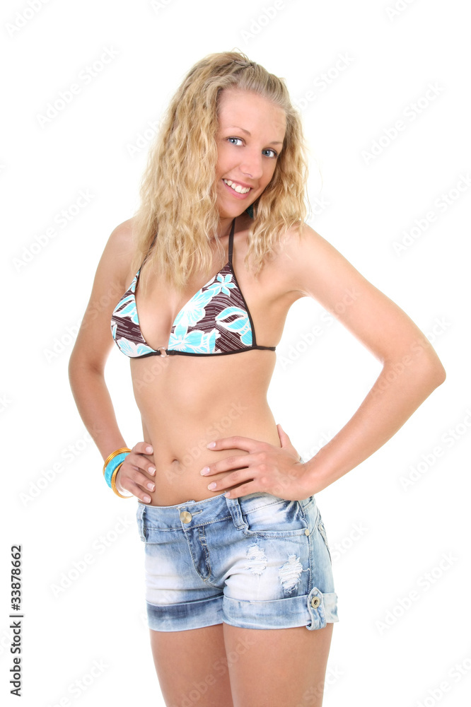 Happy young woman in summer clothes Happy young woman in summer clothes
