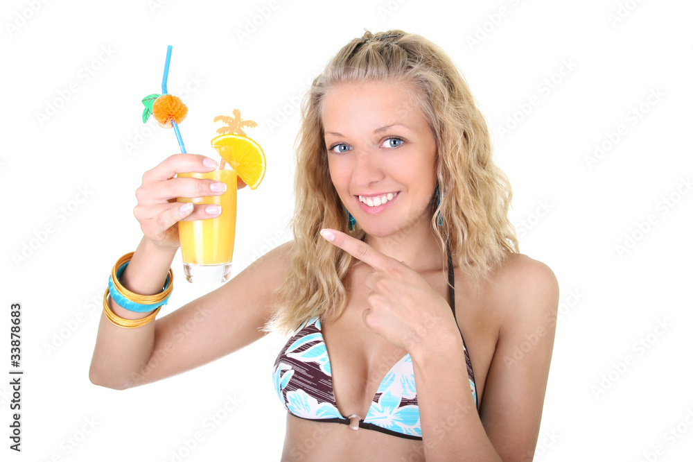 Young woman with glass of fresh juice Young woman with glass of fresh juice