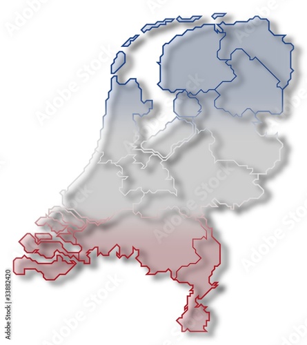 Political map of Netherlands with the several states.