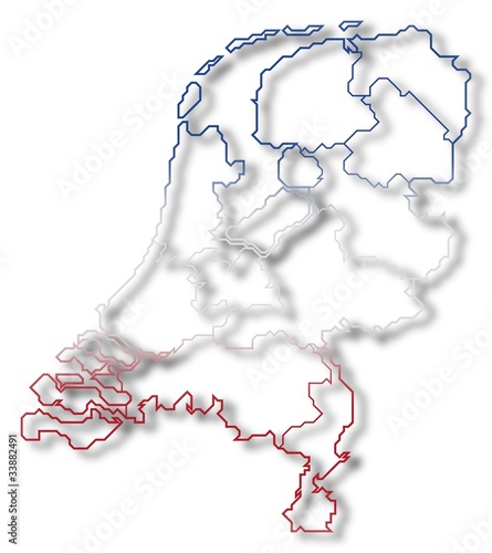 Political map of Netherlands with the several states.