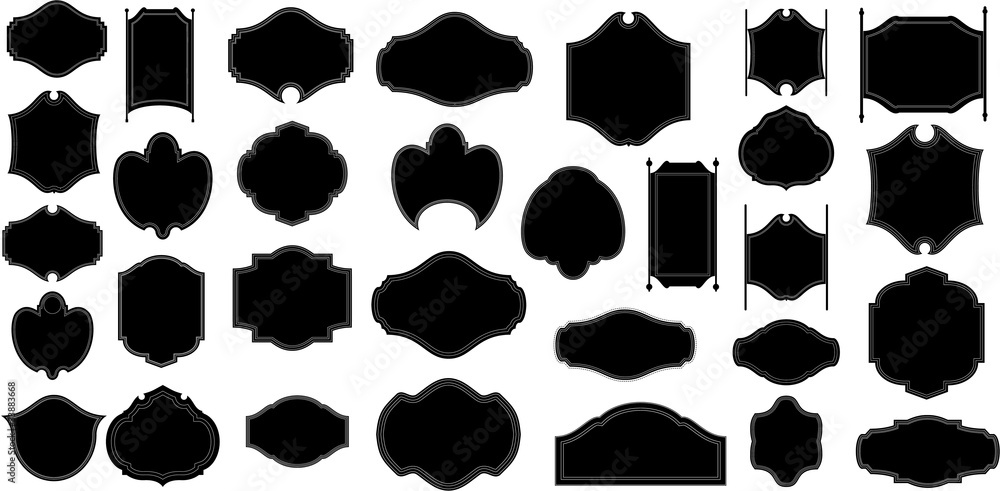 Black Shape Frame Silhouettes Stock Vector