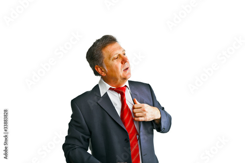 business man holding a speach