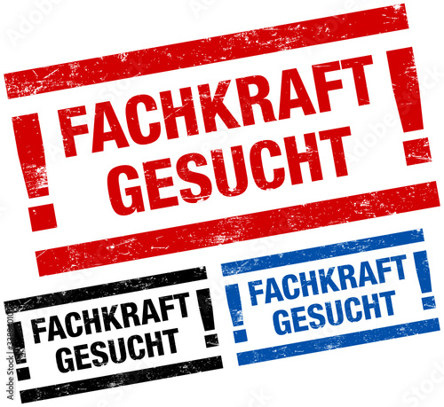 Stempel "Fachkraft gesucht!" rot/schwarz/blau