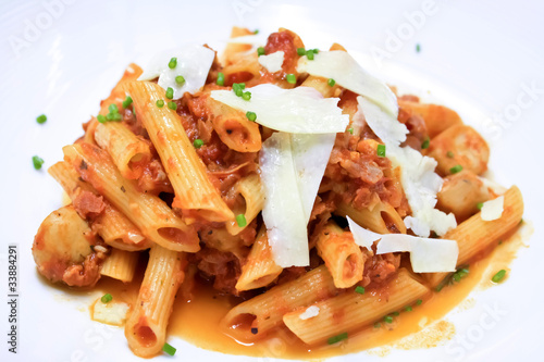 penne pasta with tomato sauce and cheese I