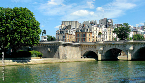 panorama of paris with the river seine and  bridge Pont Neuf