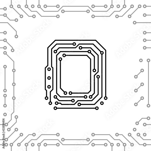 Alphabet of printed circuit boards. Lowercase O