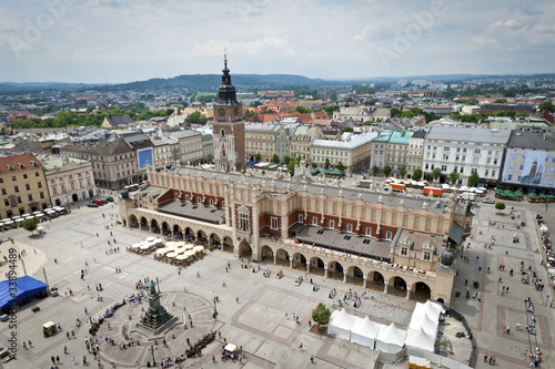 Old town in Krakow city panorama, Poland