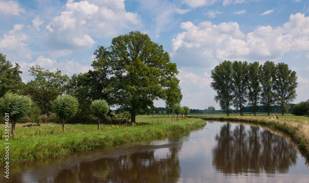 Dutch landscape: a view over the river Mark