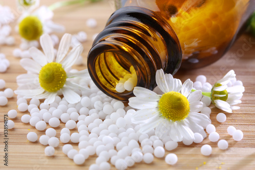 Homeopathic medication with chamomile globules