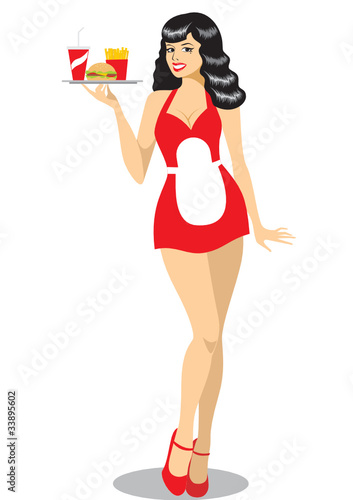 Pin-up style waitress