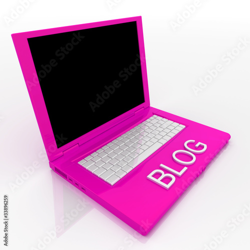 laptop computer with word blog on it