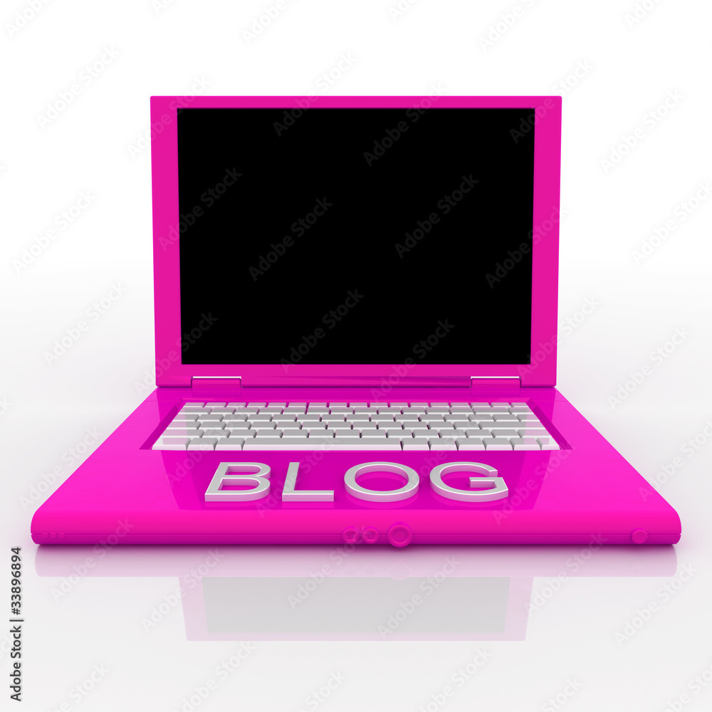 laptop computer with word blog on it laptop computer with word blog on it