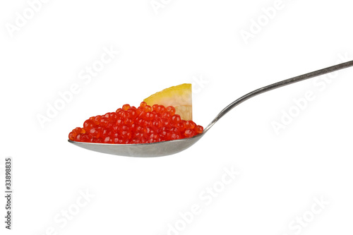 Teaspoon with red caviar