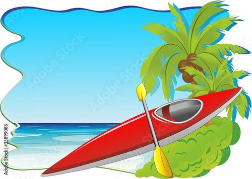 Canoa e Mare Sfondo-Sea and Kayak Canoe Background