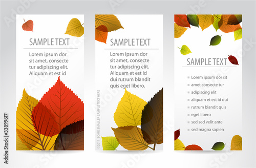 Fresh natural autumn vertical banners with leafs