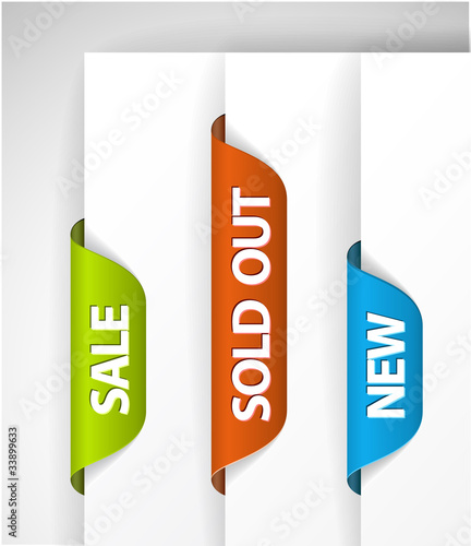 Set of eshop tags for new, sale and sold out items