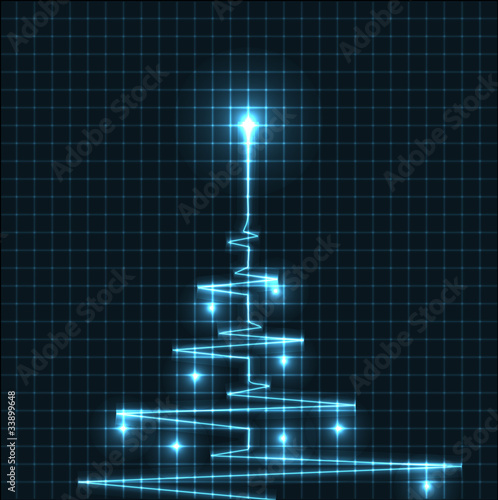 Abstract Christmas tree from heart beats cardiogram