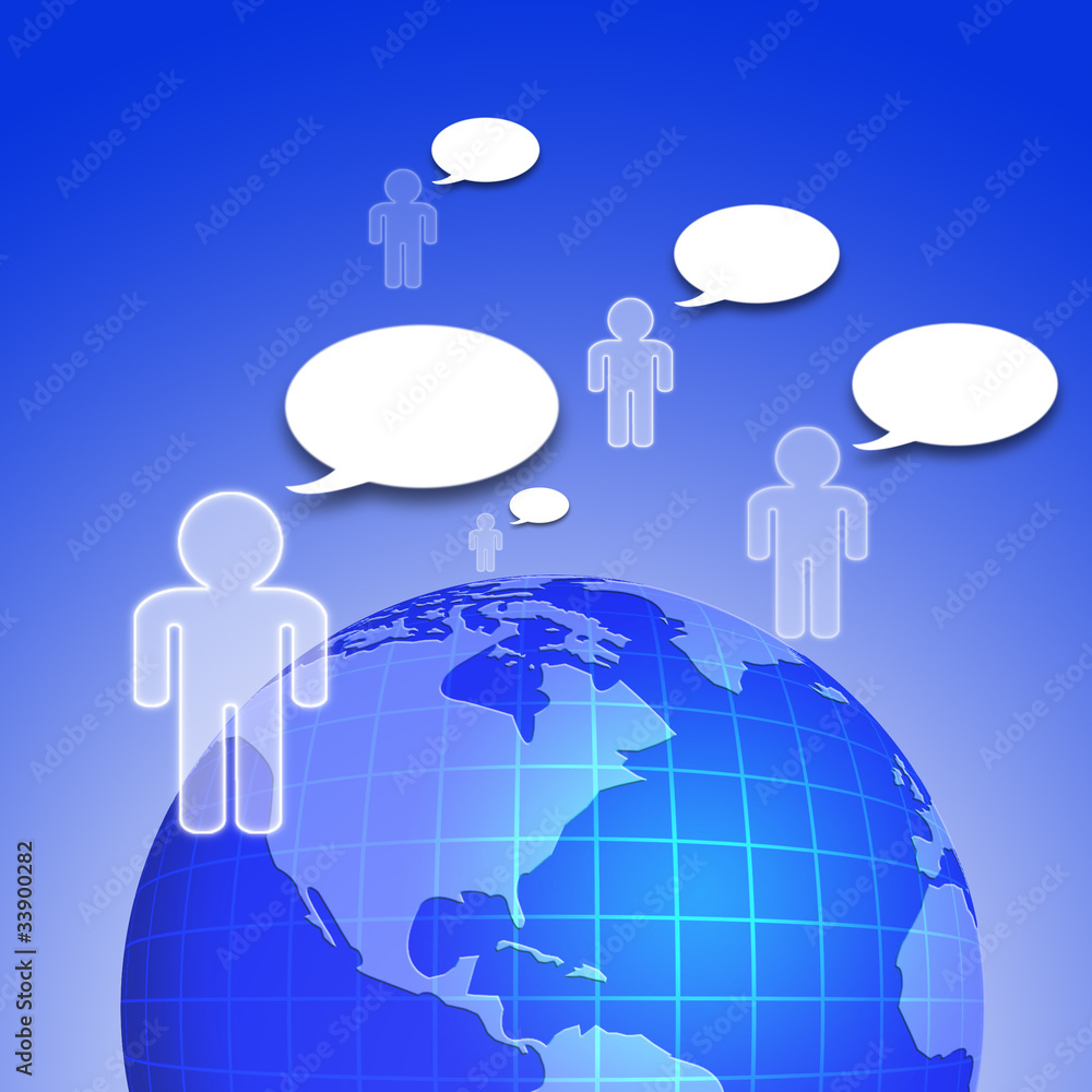 Social network concept with people and speech bubbles