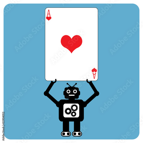 Modern robot with heart ace
