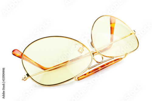 yellow sunglasses isolated on white background