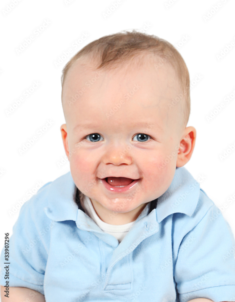 Cute Baby Boy posing for camera on white background Cute Baby Boy posing for camera on white background