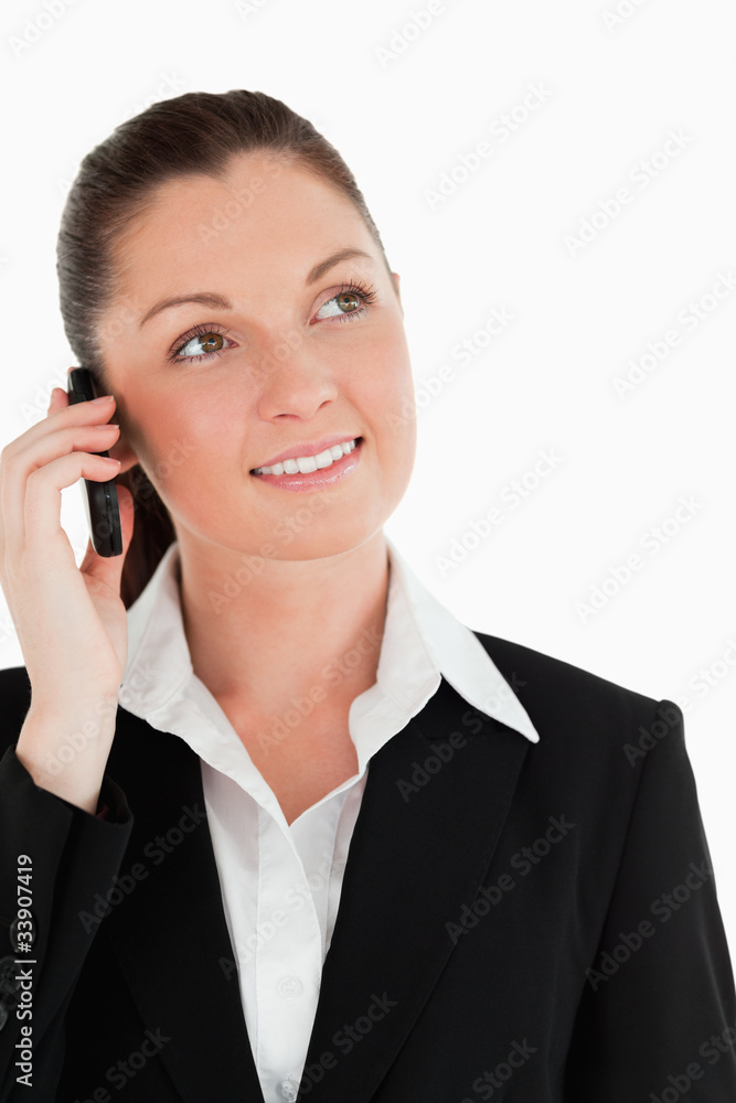 Portrait of an attractive woman in suit on the phone Portrait of an attractive woman in suit on the phone