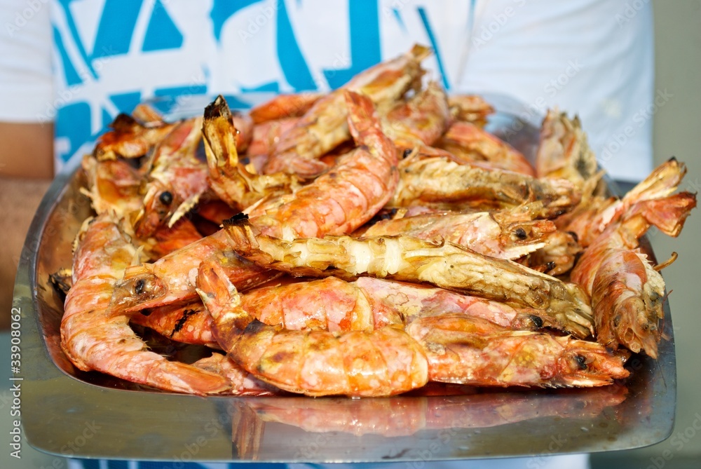 crayfishes cooked on the grill