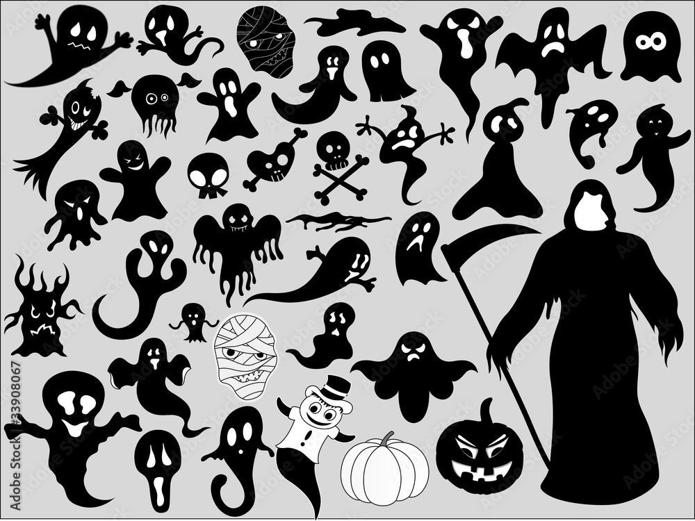 Obraz premium Funny Cartoon Ghost Characters