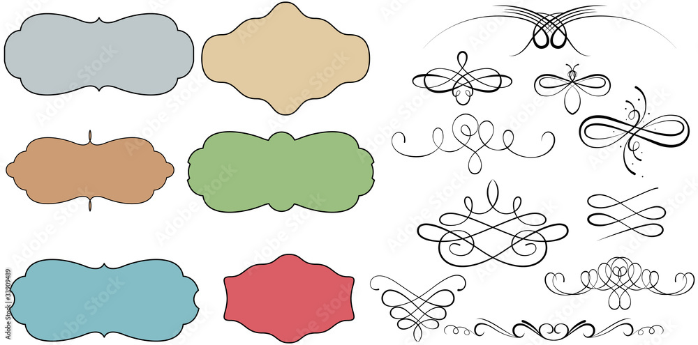 Vignette Frame Banners n Swirl Design Elements Vignette Frame Banners n Swirl Design Elements