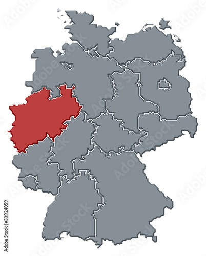 Map of Germany  North Rhine-Westphalia highlighted
