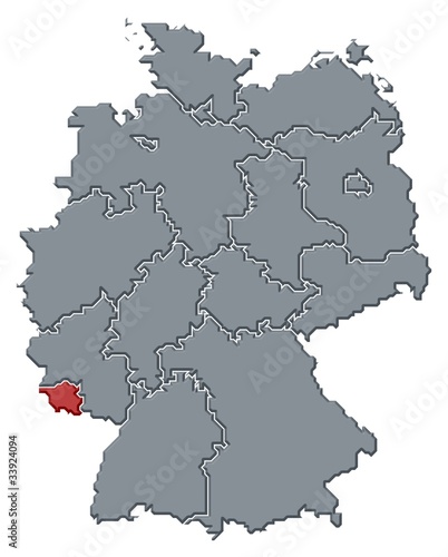 Map of Germany, Saarland highlighted photo