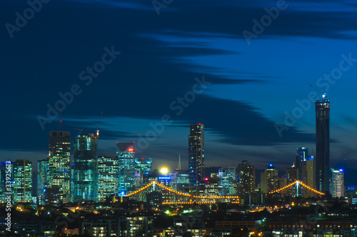 Brisbane City, Australia at Night with Story Bridge