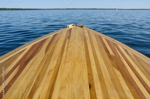 Wood Strip Bow Deck of Wooden Boat © Mark Herreid