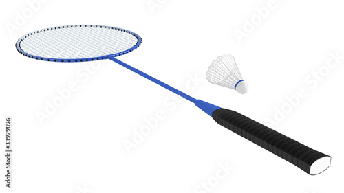 Badminton racquet with shuttlecock