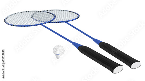 Two badminton racquets with shuttlecock