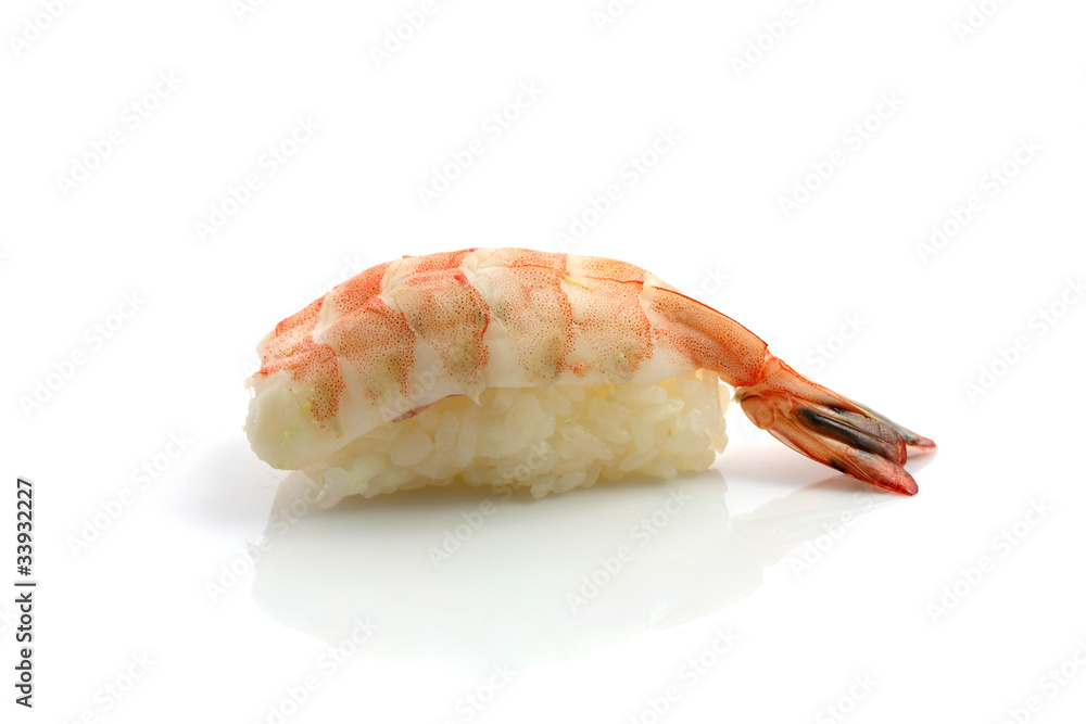 Shrimp sushi isolated in white background