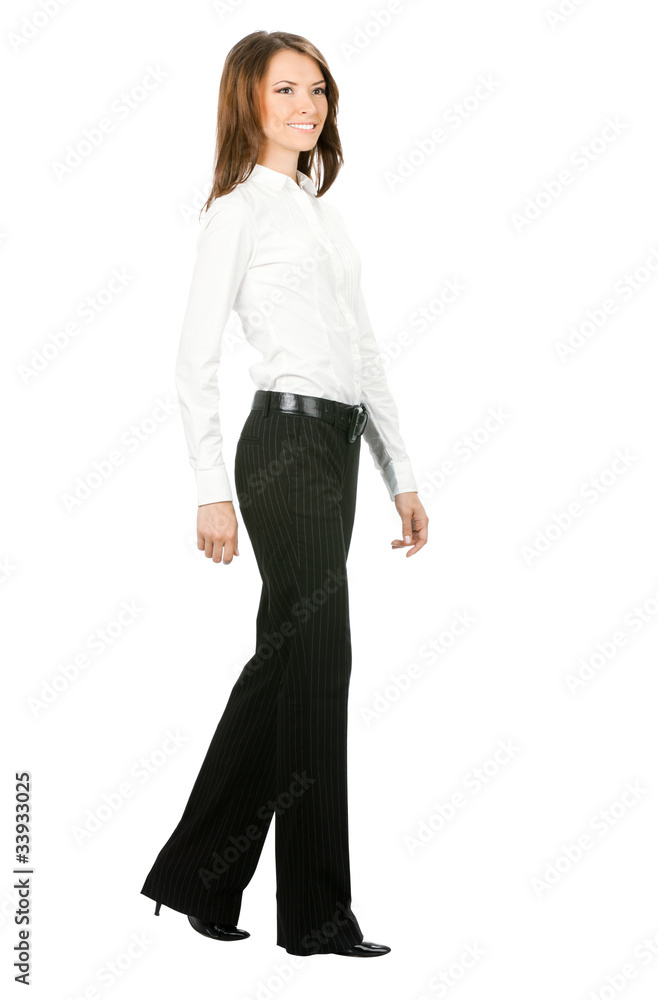 Full body of walking business woman, isolated on white Full body of walking business woman, isolated on white