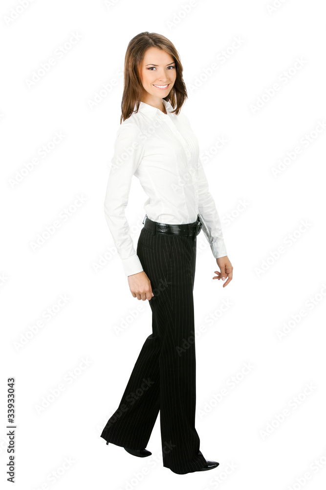 Full body of walking business woman, isolated on white Full body of walking business woman, isolated on white