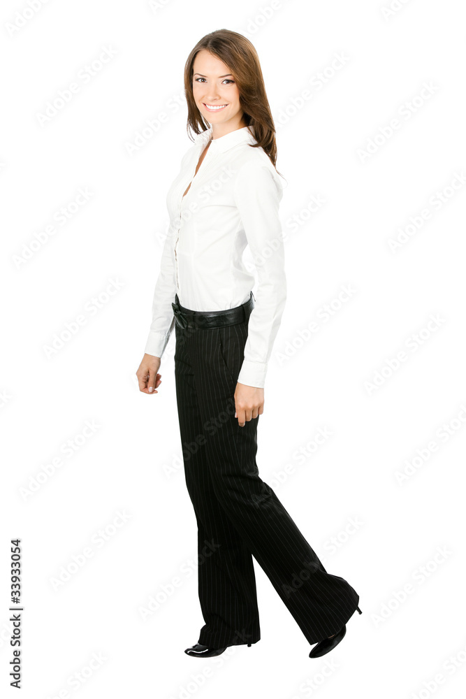 Full body of walking business woman, isolated on white Full body of walking business woman, isolated on white
