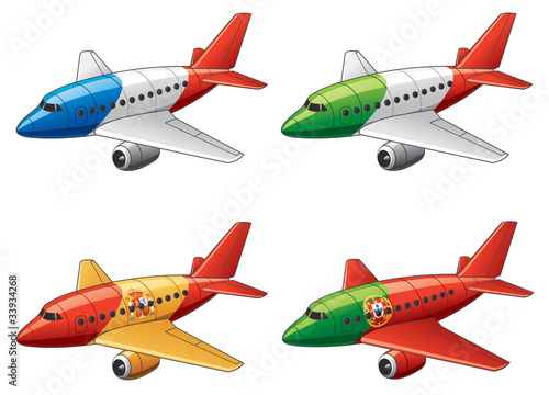 Airplanes in national flags colors