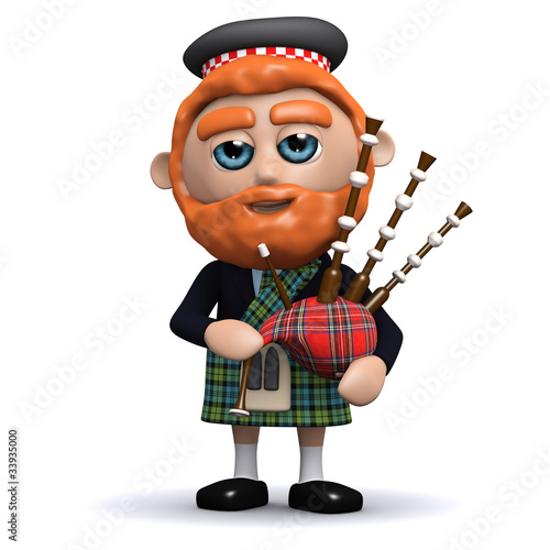 3d Scotsman playing the bagpipes Fototapet