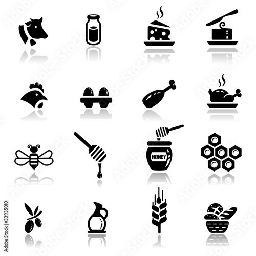 Icons set Dairy and natural products