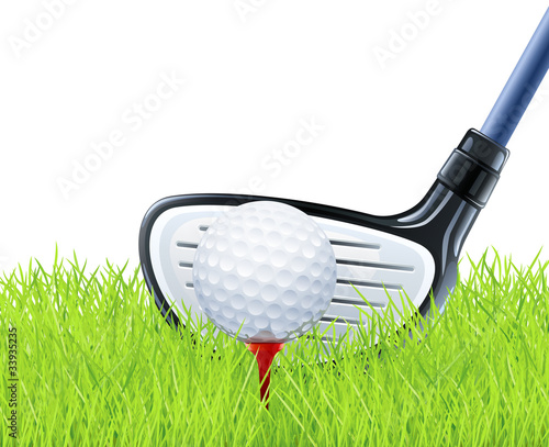 golf club and ball on grass