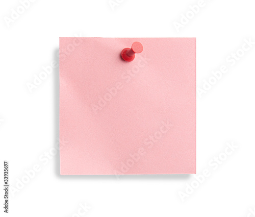 pink note with red pin