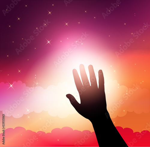 Hand reaching the  sky.Vector Illustration