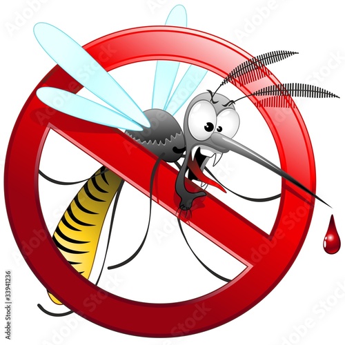 Zanzara Tigre Cartoon Divieto-Mosquito Forbidden-Vector