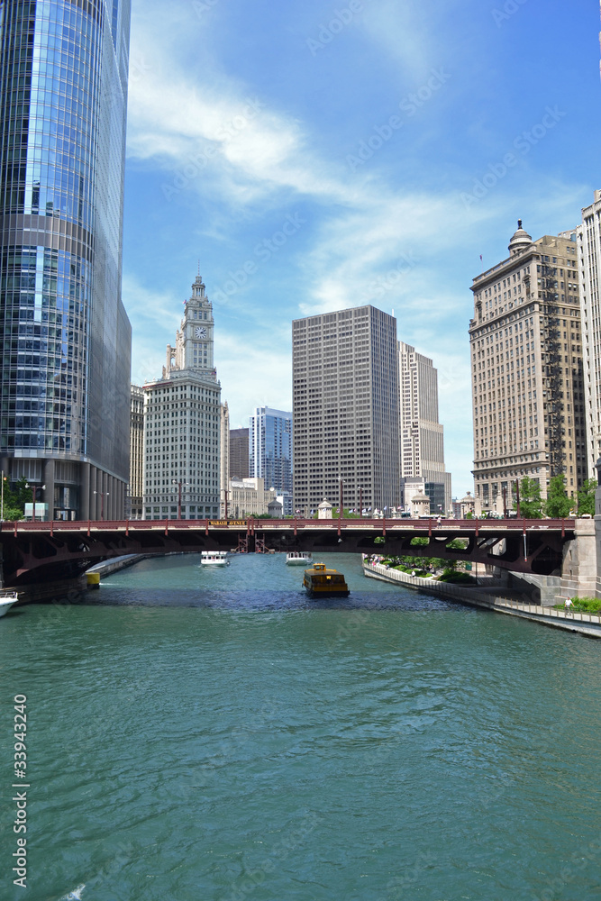 Naklejka premium Lato nad rzeką Chicago
