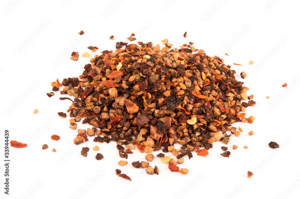 Four seasons pepper on white background