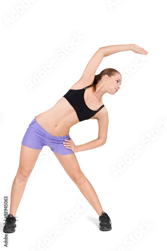 fitness woman working out gymnastic exercises